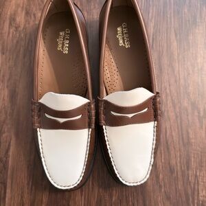 G.H. Bass & Co. Brown and White Leather Penny Loafers